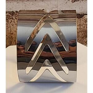 Silver Tone Modernist Cuff Bracelet  Chevron Arrow Cutout Statement Jewelry EUC